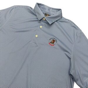 Tourney Polo Shirt Men Large Blue Striped 125th US Open Oakmont Golf Performance